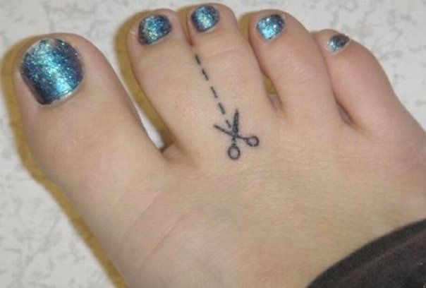 Webbed Toe Tattoo For Girls