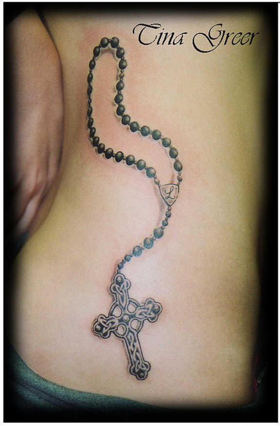 Wonderful Celtic Rosary Tattoo On Side Rib