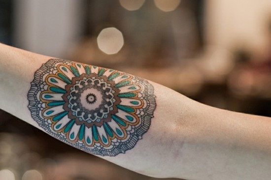 Wonderful Color Mandala Tattoo On Forearm