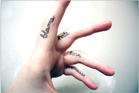 Words Inner Finger Tattoos