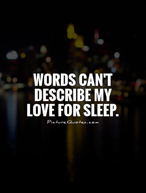 Words can't describe my love for sleep.