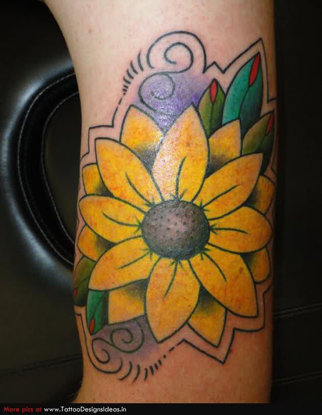 Yellow Daisy Flower Tattoo