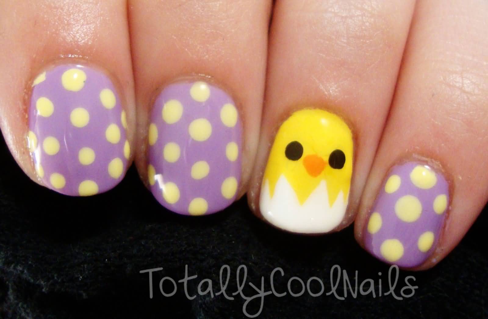 Yellow Dots And Easter Chick Nail Art Design With Tutorial Video