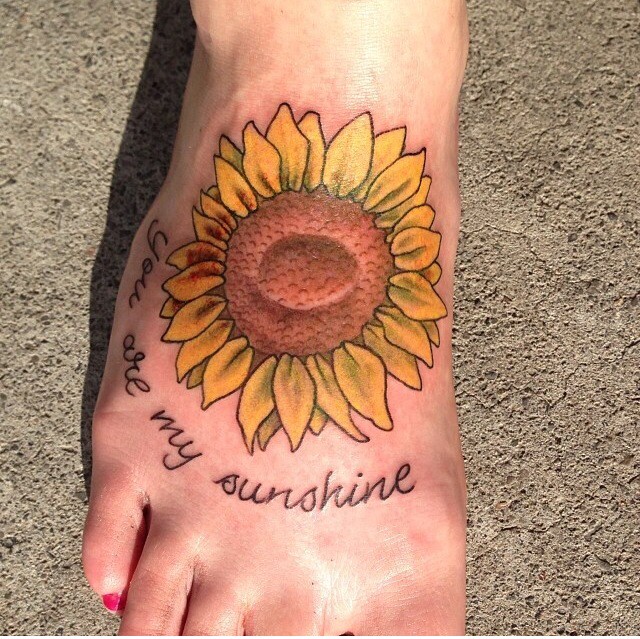 You Are My Sunshine Sunflower Tattoo On Foot By Linneadiamonds