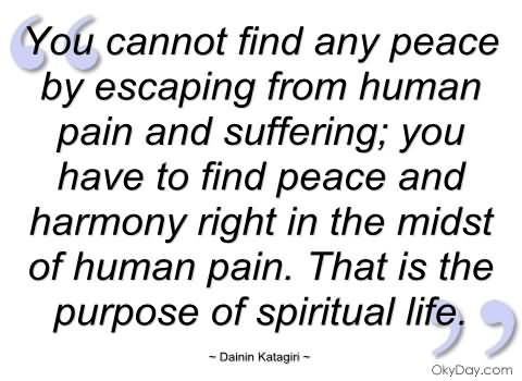 You Cannot Find Any Peace By Escaping From Human Pain And Suffering.You have to find peace and.... Dalnin Katagiri