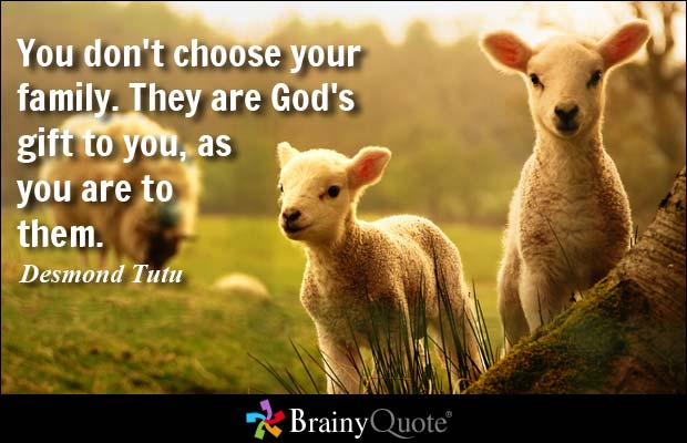 You don't choose your family. They are God's gift to you, as you are to them. Desmond Tutu
