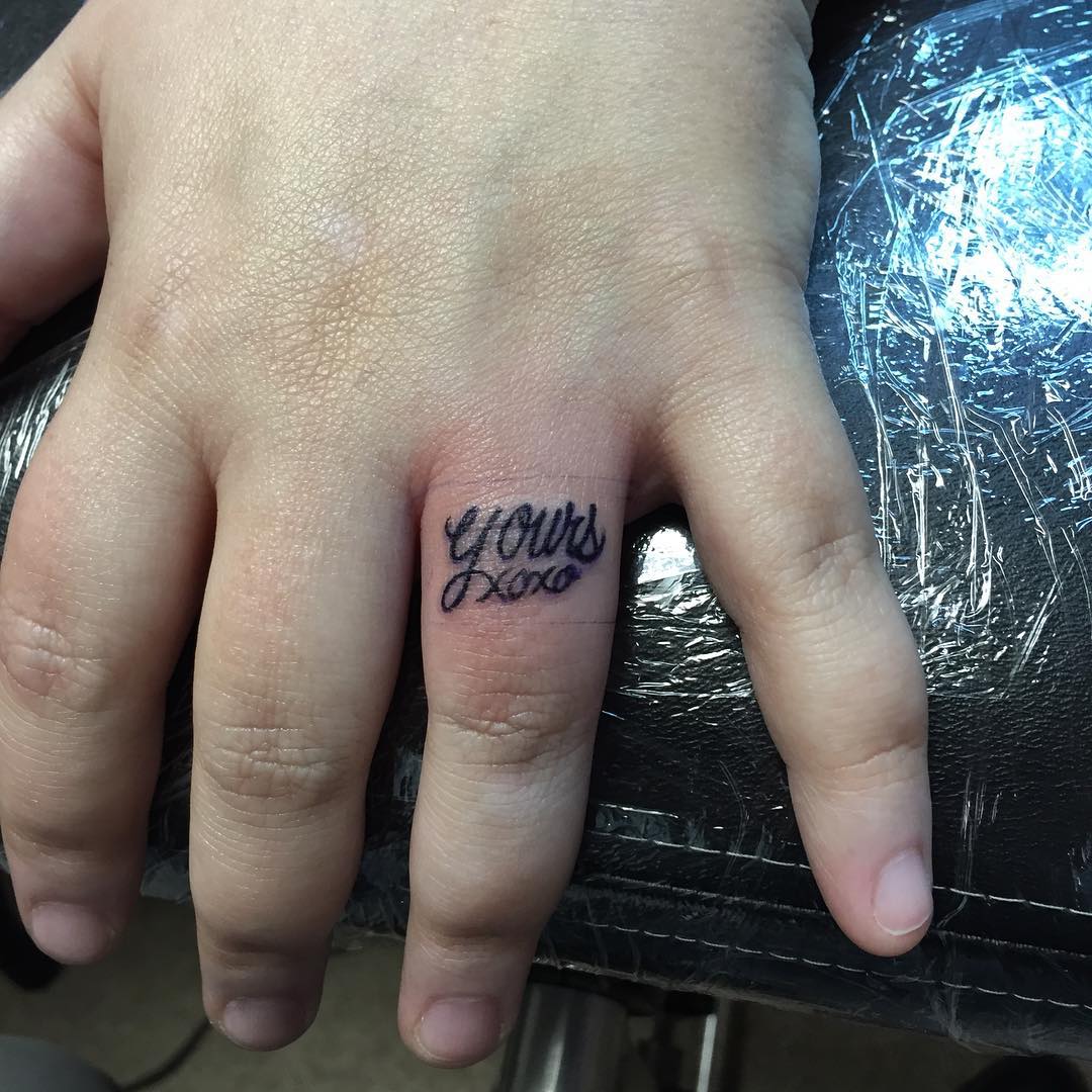 Yours Finger Word Tattoo