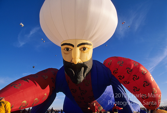A Giant Ali Baba Balloon Rises To Fly  At The Albuquerque International Balloon Festival