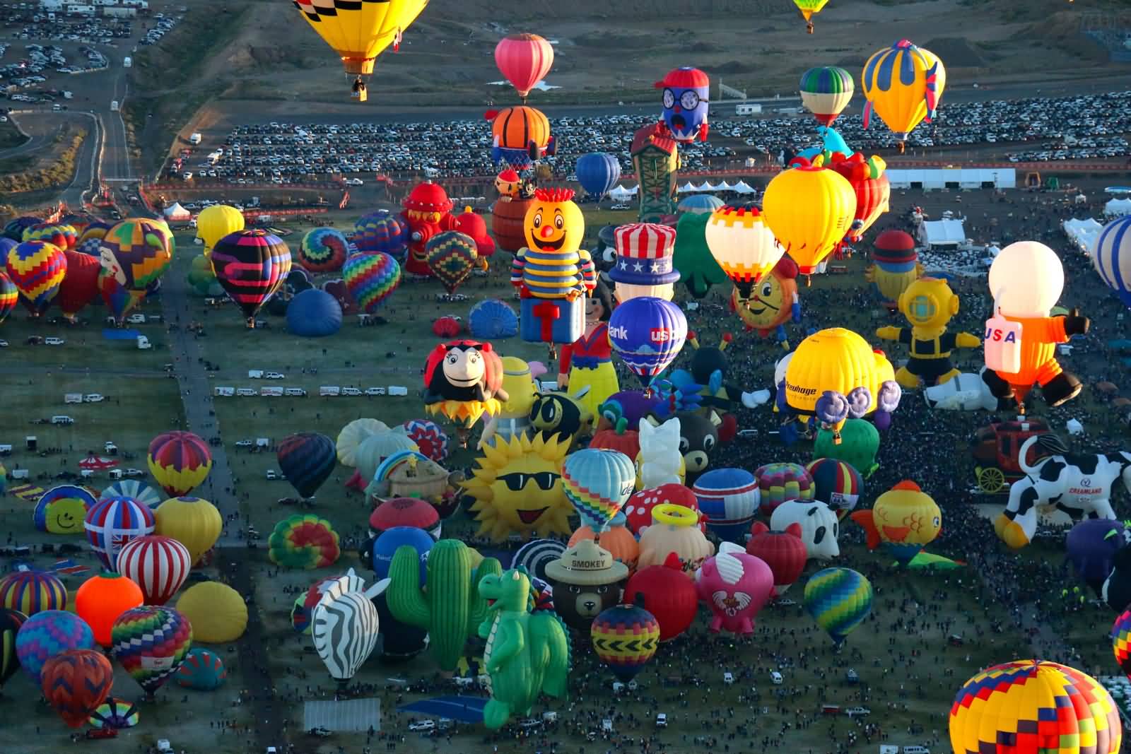 Aerial View Of The Balloons At Albuquerque Balloon Festival