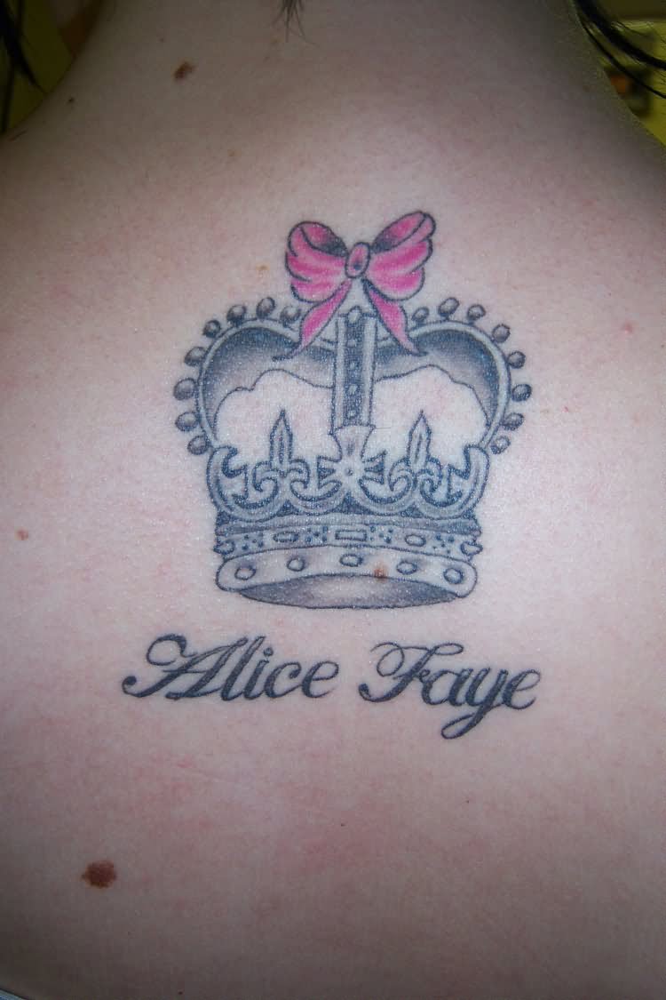 Alice Faye Crown Tattoo On Upper Back