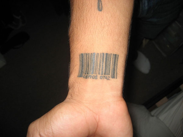Amazing Barcode Wrist Tattoo For Men