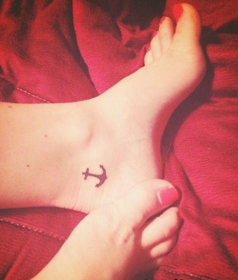 Amazing Black Anchor Tattoo On Left Ankle