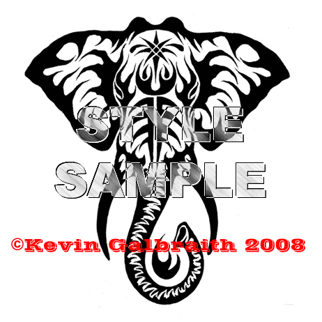 Amazing Black Tribal Elephant Head Tattoo Stencil