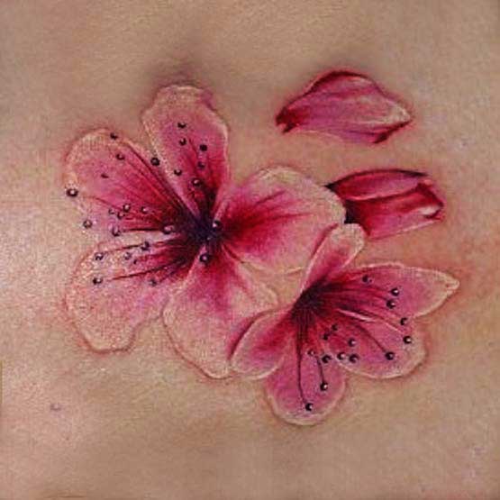 Amazing Cherry Blossom Flowers Tattoo