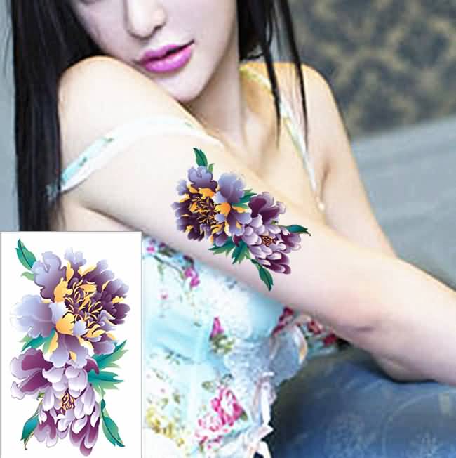 Amazing Colorful Rhododendron Flowers Tattoo On Girl Right Half Sleeve