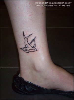 Amazing Outline Bird Ankle Tattoo