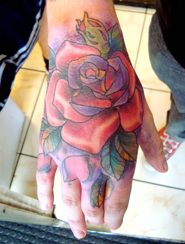 Amazing Rose Tattoo On Right Hand