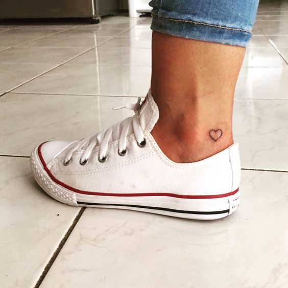 Amazing Tiny Heart Tattoo On Left Ankle