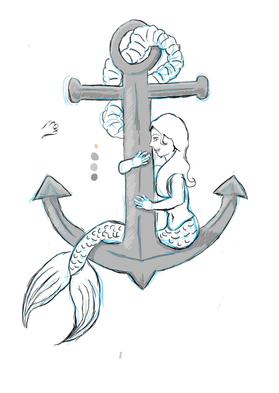 Anchor Mermaid Tattoo Design Idea