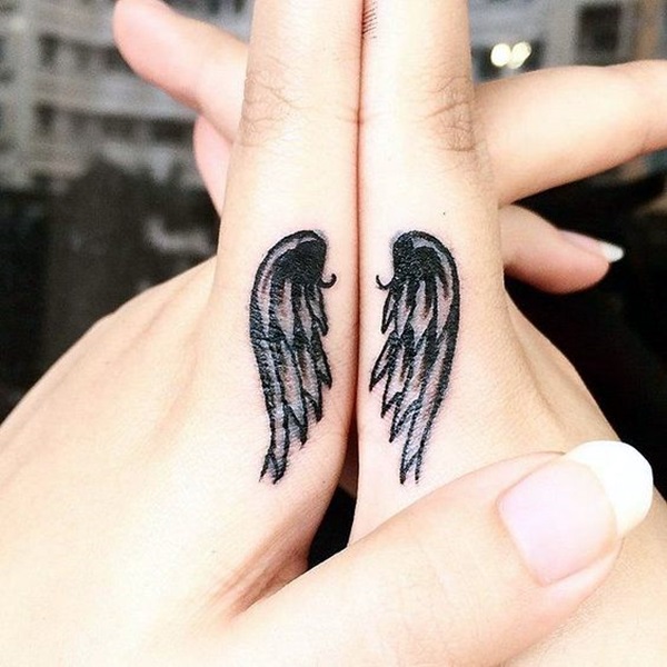 Angel Wings Tattoos On Side Fingers