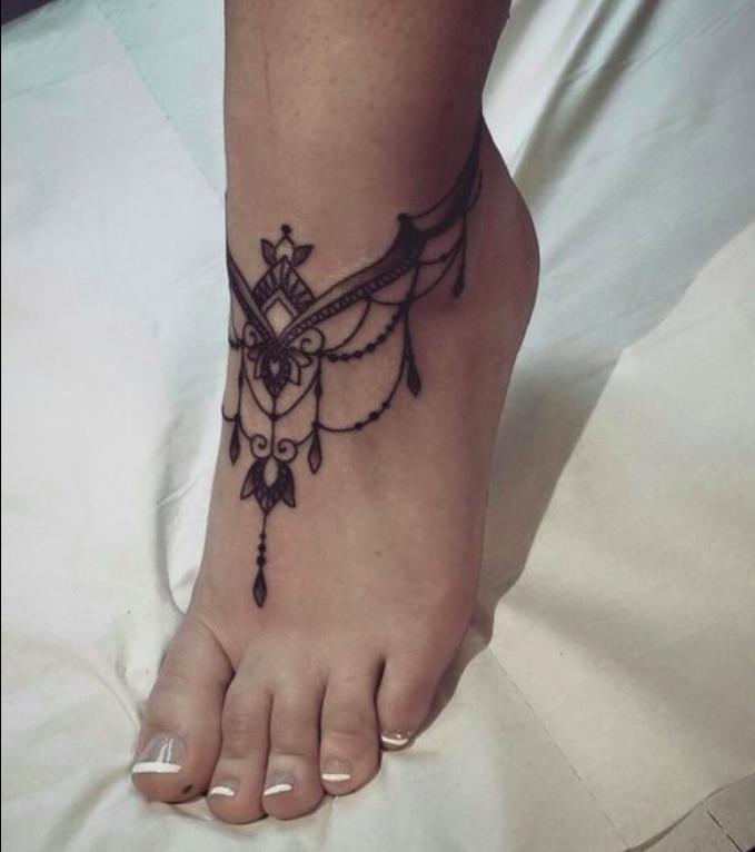 Ankle Bracelet Tattoo For Girls