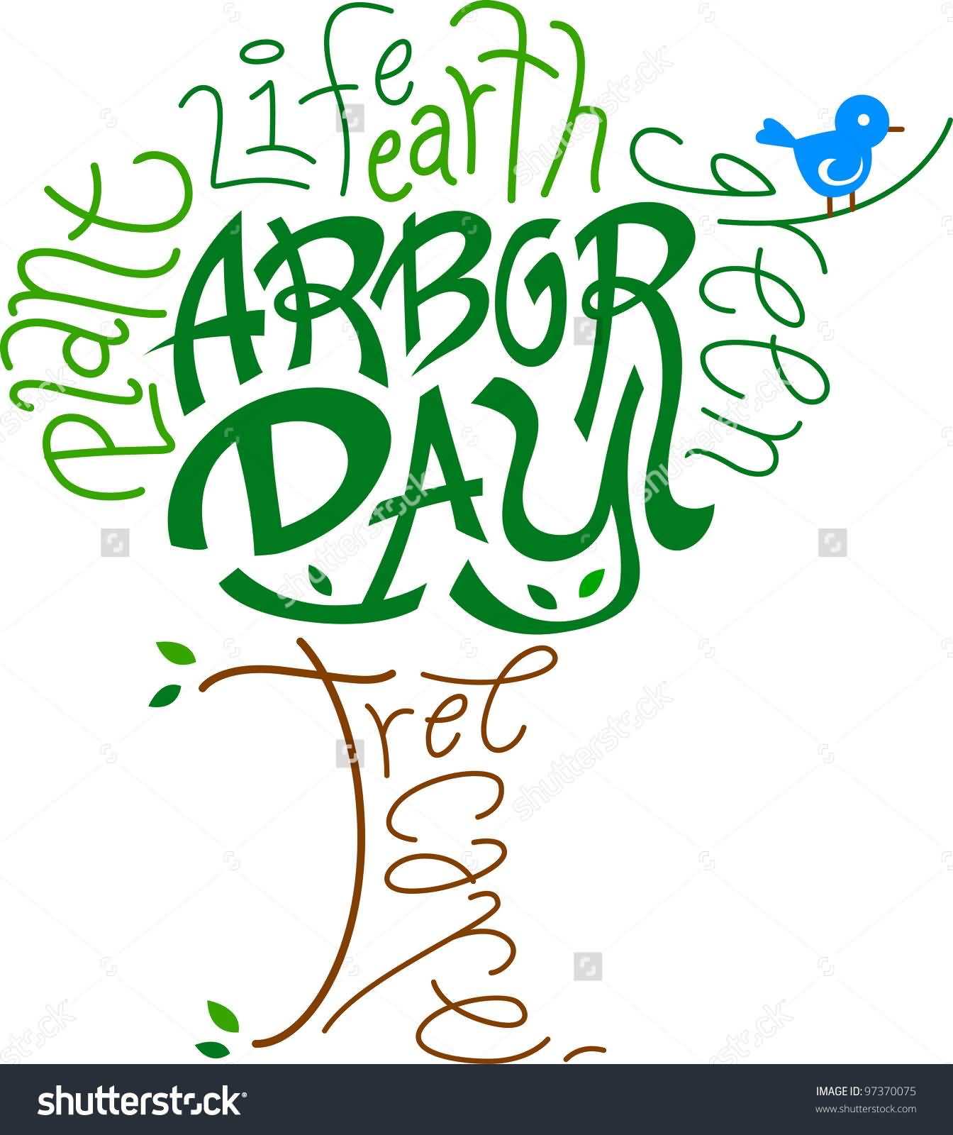 Arbor Day Wishes Tree Clipart