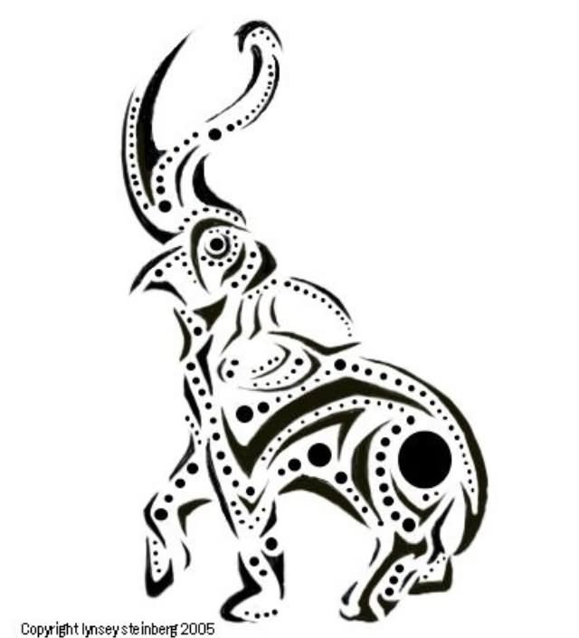 Attractive Black Tribal Elephant Trunk Up Tattoo Stencil By SouthernMomOf1