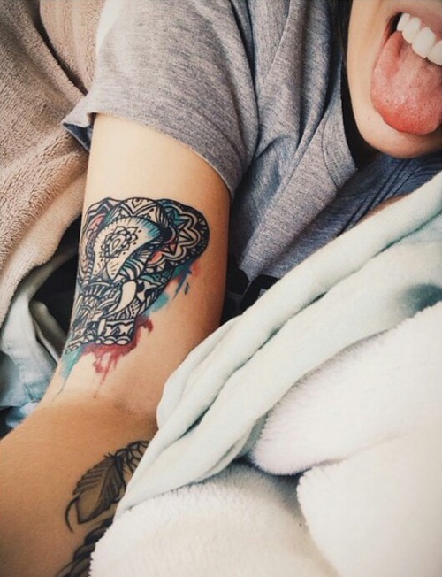 Attractive Elephant Head Tattoo On Bicep