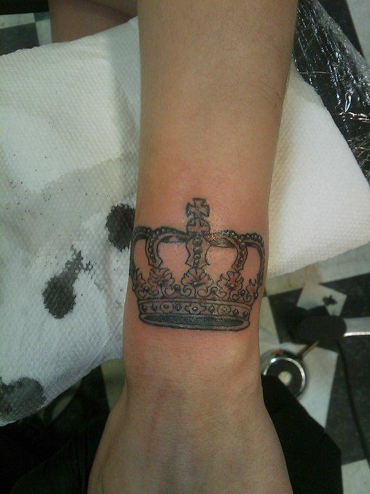 Awesome Crown Tattoo On Wrist
