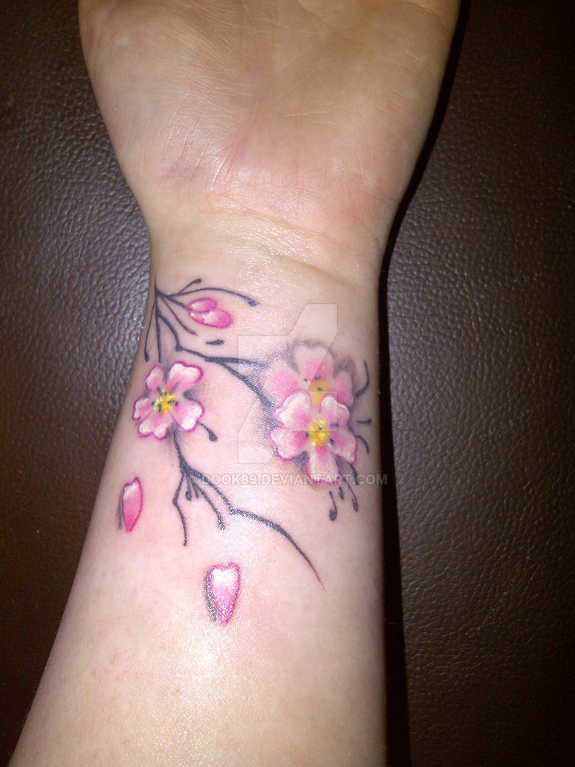 Awesome Flower Wrist Tattoo For Girls
