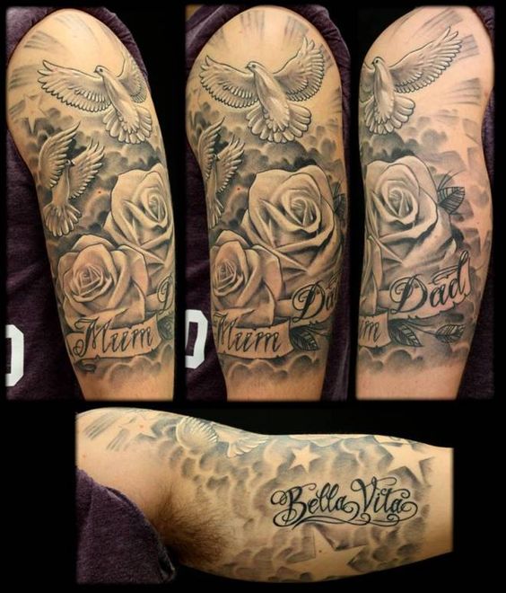 35+ Dove Tattoos With Roses