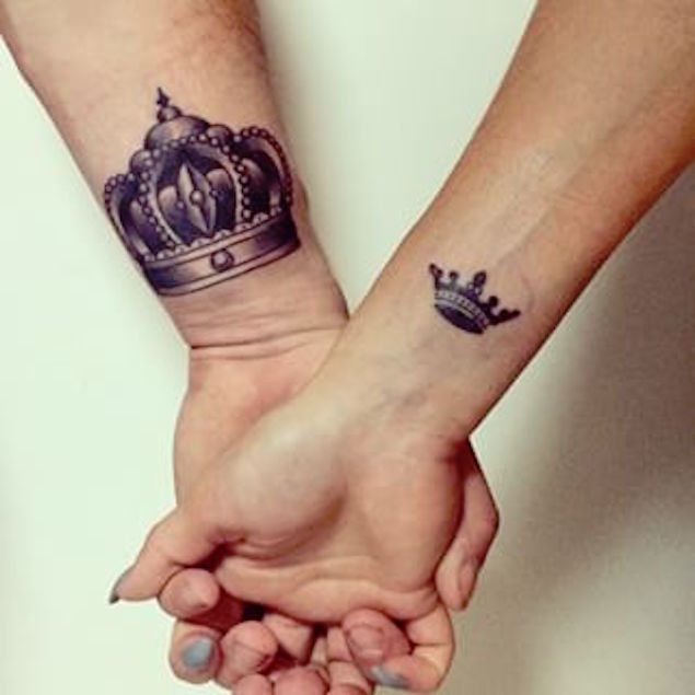 Awesome King And Queen Wrist Tattoos For Couple