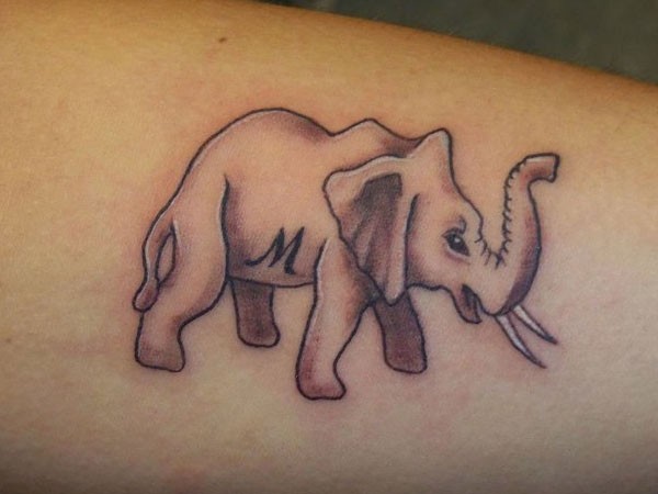 Awesome M Word On Elephant Tattoo Design