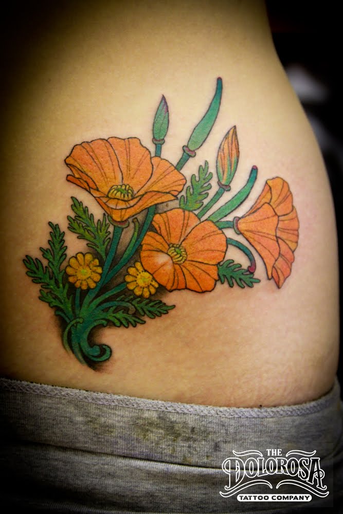 Awesome Rhododendron Flowers Tattoo Design For Lower Back By Chris Paez