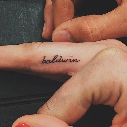 Baldwin Side Finger Tattoo Idea For Girls