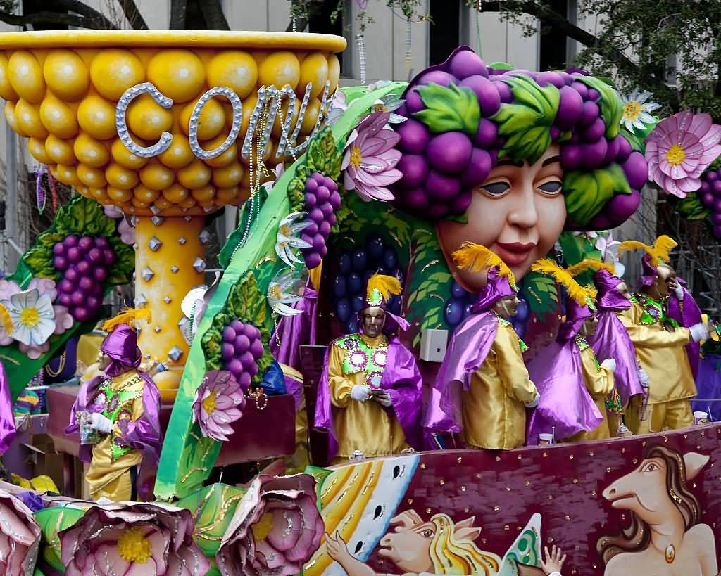 Beautiful Float Taking Part In Mardi Gras Parade At New Orleans