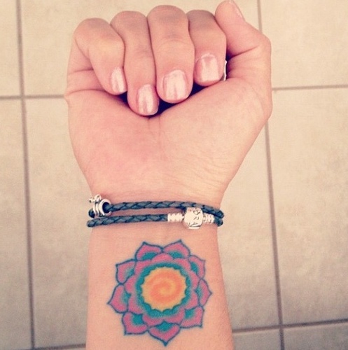 Beautiful Flower Tattoo On Girl Right Wrist
