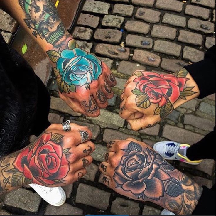 Beautiful Rose Tattoos On Both Hands For Men