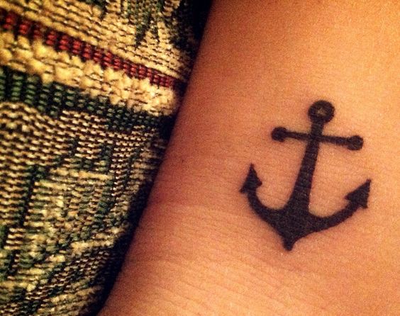 Black Anchor Ankle Tattoo