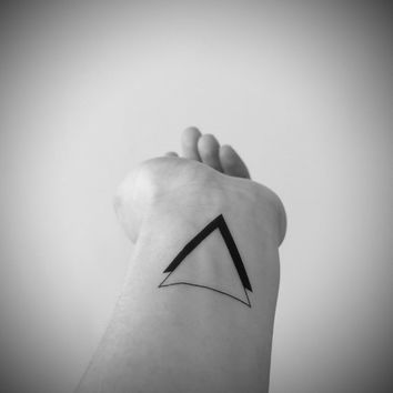 Black Classic Triangle Tattoo On Left Wrist