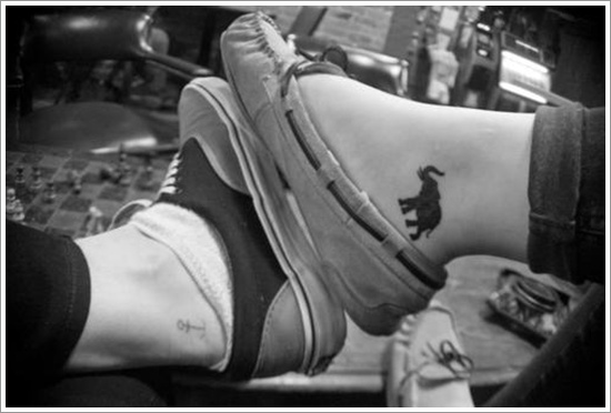 Black Elephant Tattoo On Right Ankle