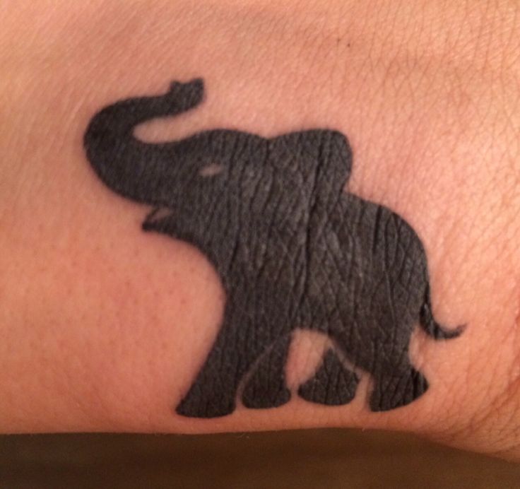 Black Elephant Trunk Up Tattoo Design