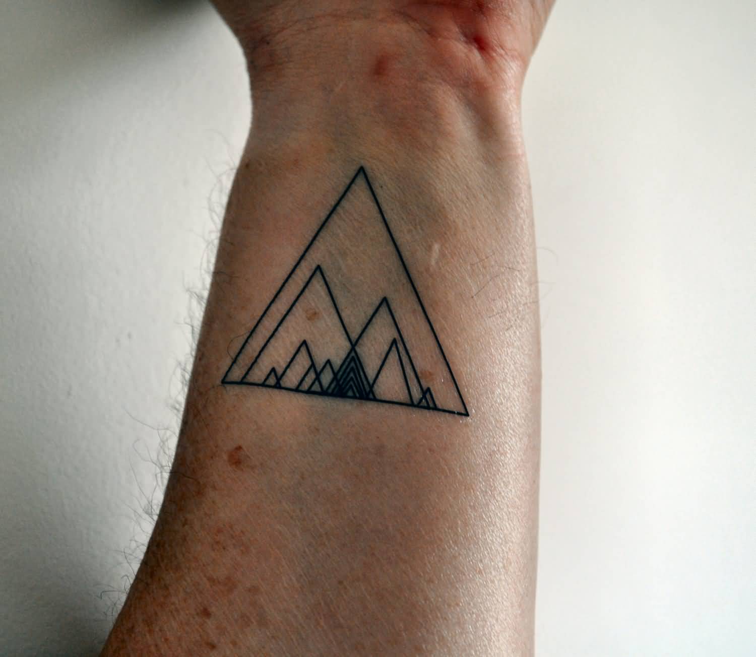 Black Geometric Triangle Tattoo On Wrist
