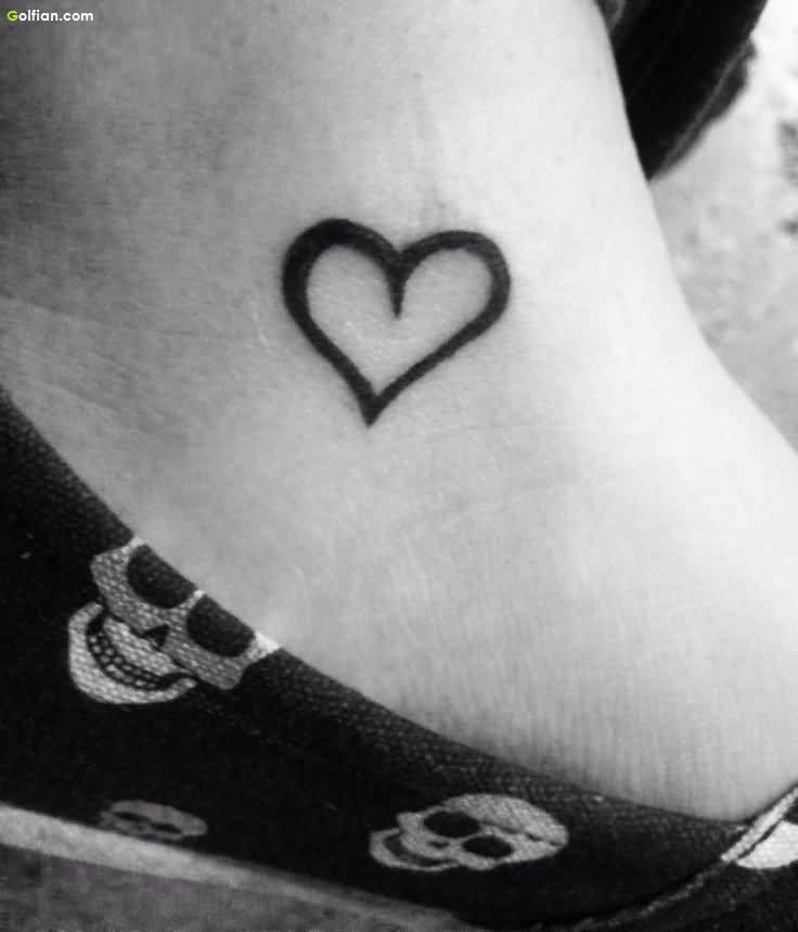 Black Heart Ankle Tattoo For Girls