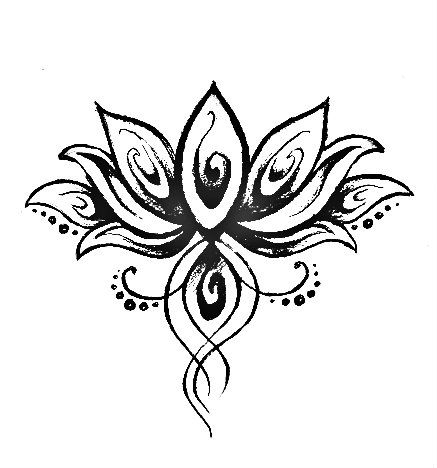 Black Ink Zen Lotus Tattoo Design