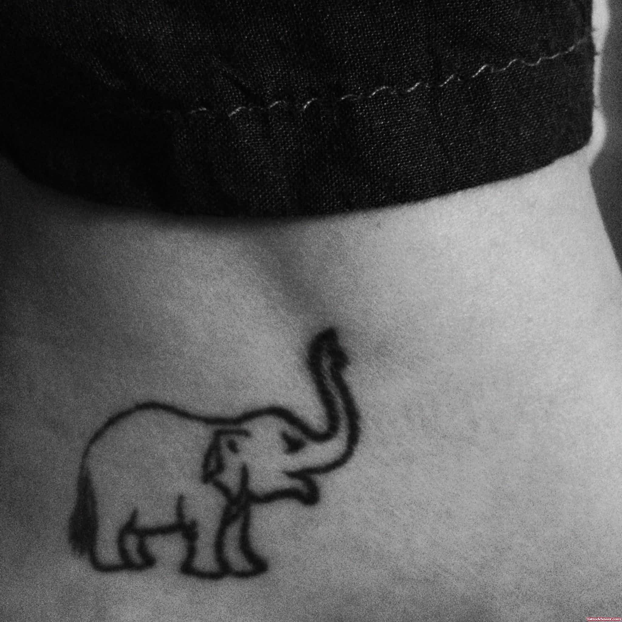 Black Outline Elephant Tattoo Design