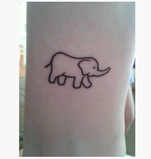 Black Outline Small Elephant Tattoo Design For Sleeve