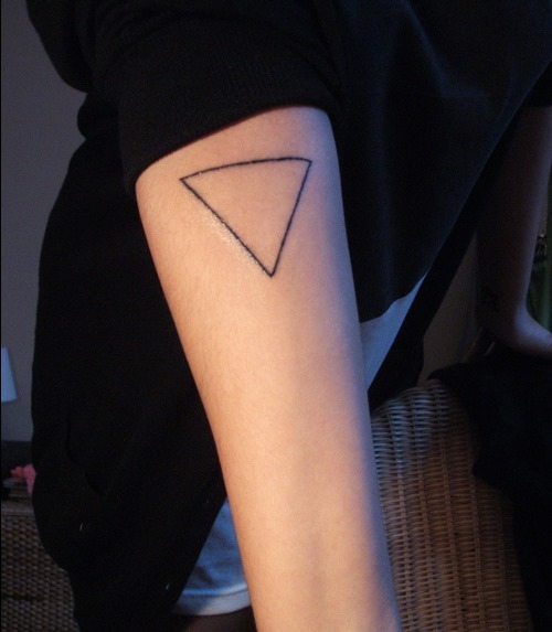 Black Outline Triangle Tattoo On Girl Right Forearm