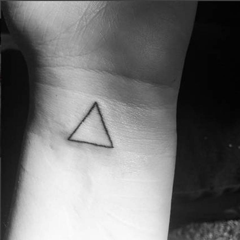 Black Outline Triangle Tattoo On Wrist