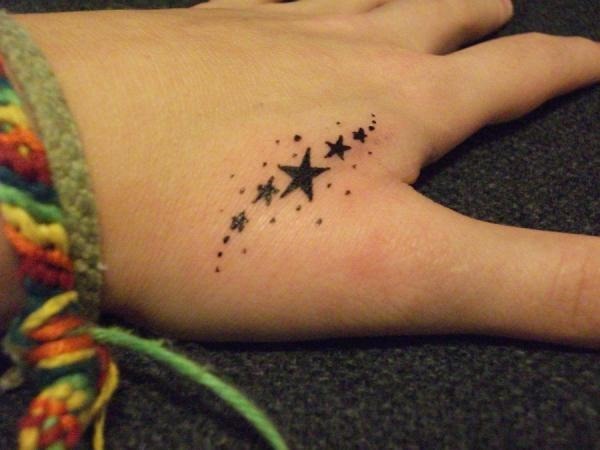 Black Stars Tattoos On Side Hand